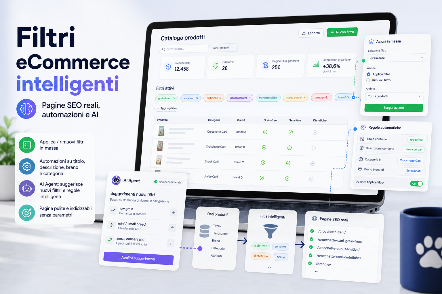 Filtri eCommerce intelligenti con AI, automazioni e pagine SEO reali