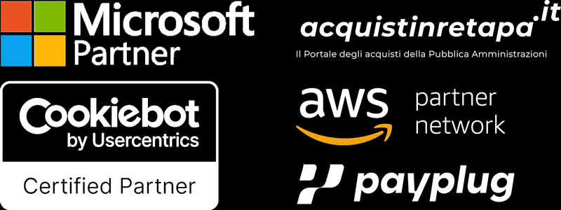 Microsoft Partner, Acquisti in rete PA, Cookiebot, AWS Partner Network e PayPlug